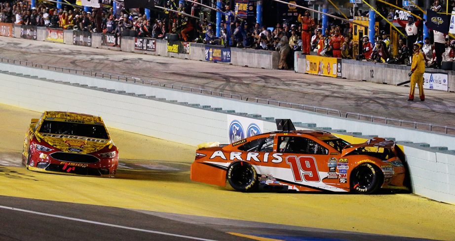 logano spins edwards at homestead