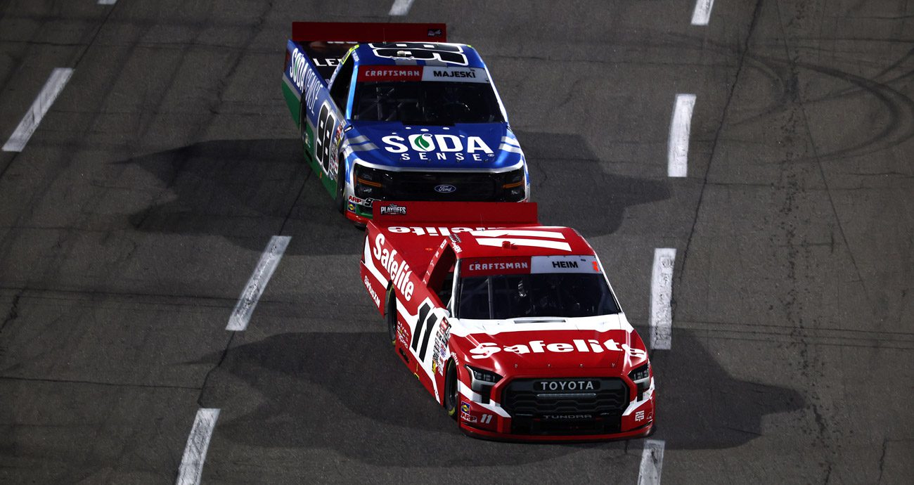 Corey Heim and Ty Majeski race at Martinsville.