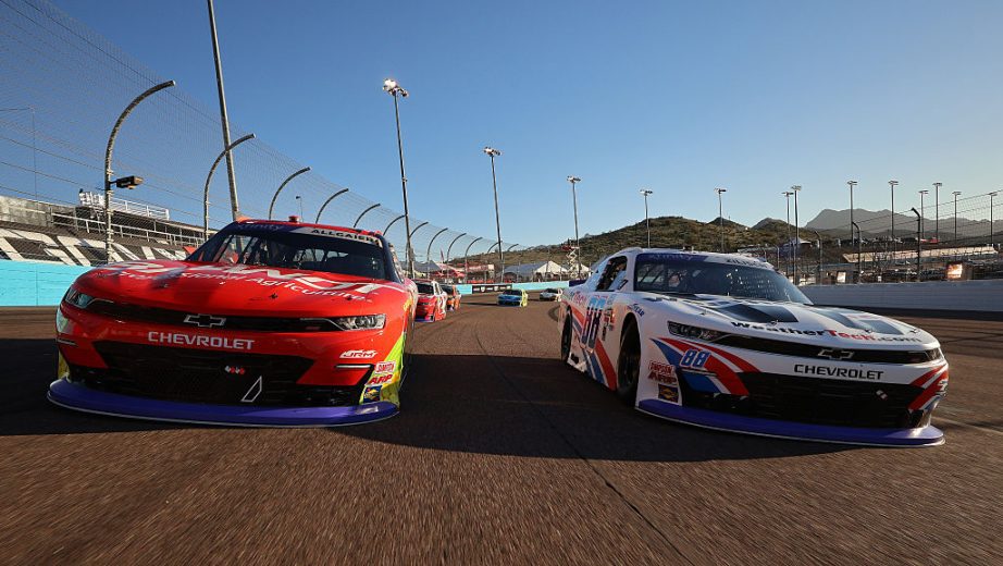 Connor Zilisch and Justin Allgaier drive at Phoenix.