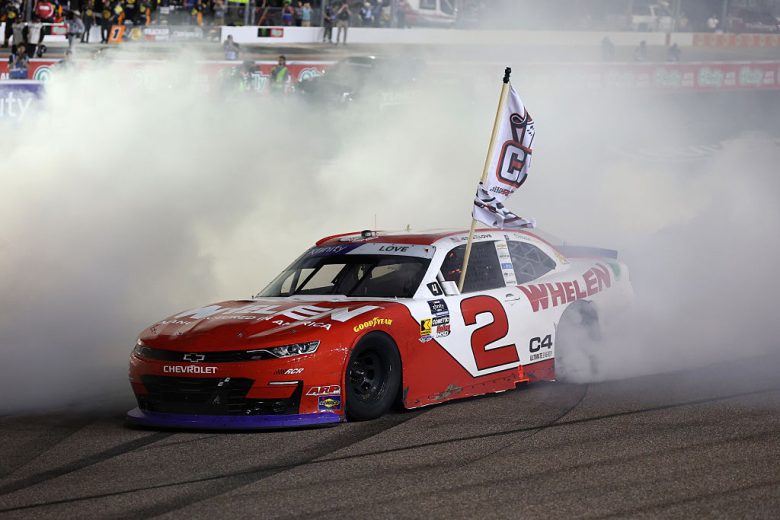 Jesse Love does a burnout at Phoenix.