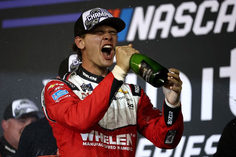 Jesse Love celebrates after winning the title at Phoenix.