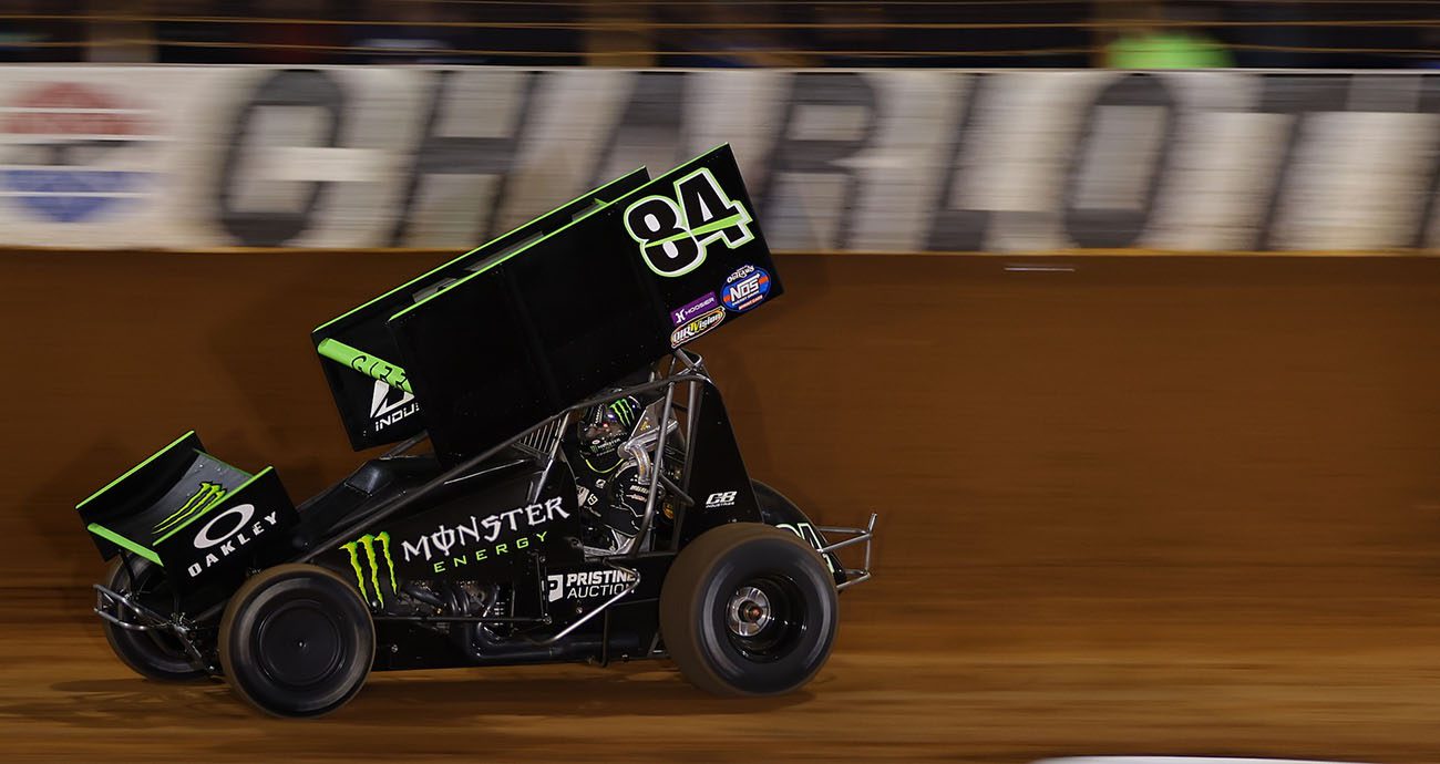 Ty Gibbs turns a lap at the Charlotte Dirt Track.