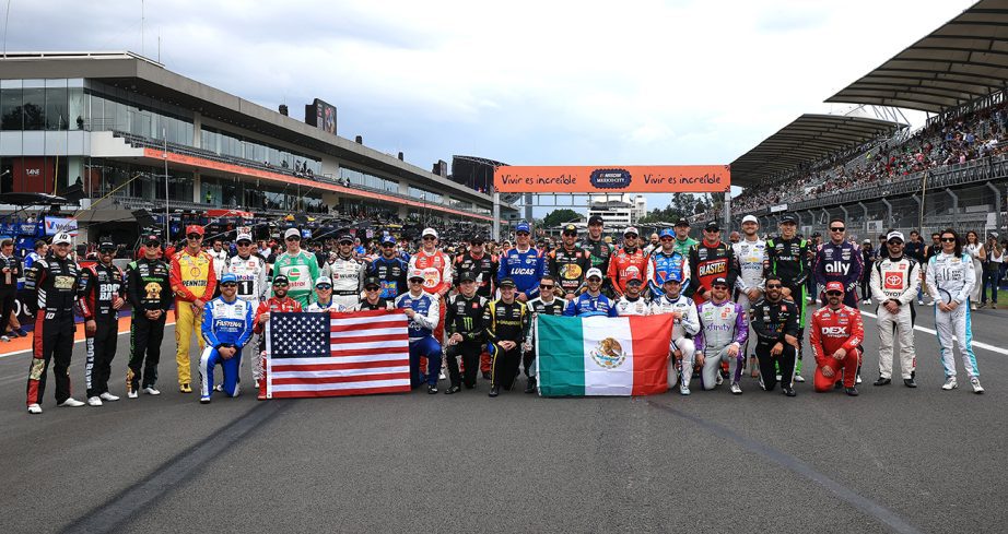 NASCAR Cup Series drivers pose for a photo in Mexico City.
