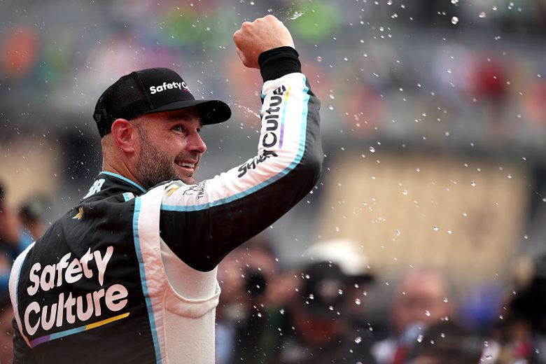 Shane van Gisbergen celebrates.