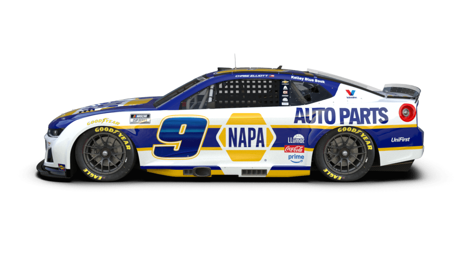 A view of Chase Elliott's No. 9 NAPA Auto Parts paint scheme for the 2026 NASCAR Cup Series season.