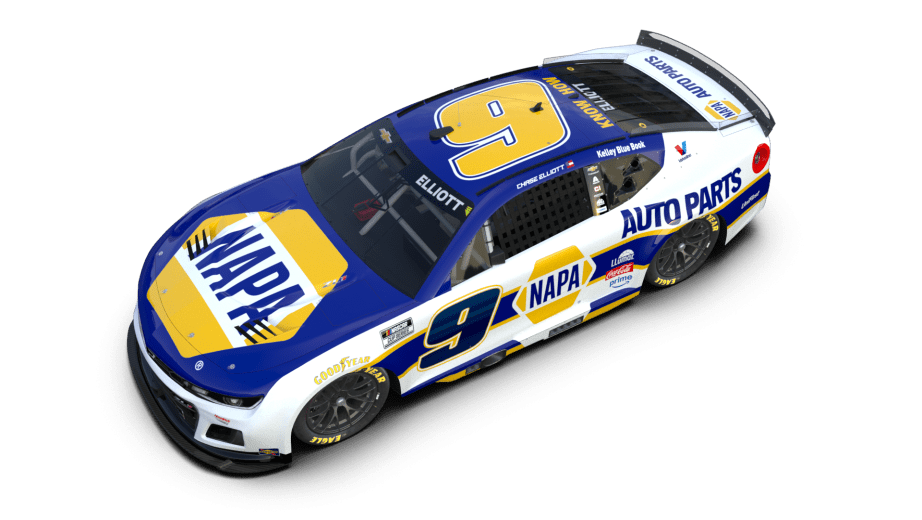 A view of Chase Elliott's No. 9 NAPA Auto Parts paint scheme for the 2026 NASCAR Cup Series season.