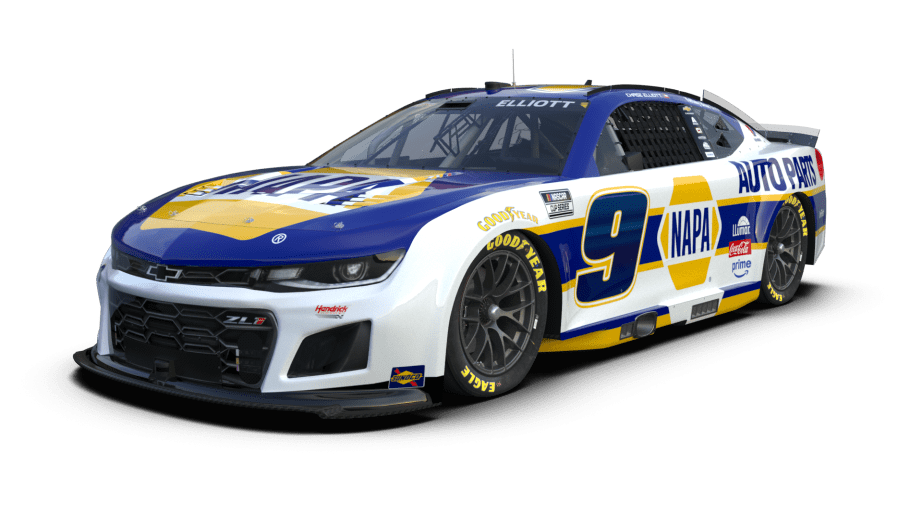 A view of Chase Elliott's No. 9 NAPA Auto Parts paint scheme for the 2026 NASCAR Cup Series season.
