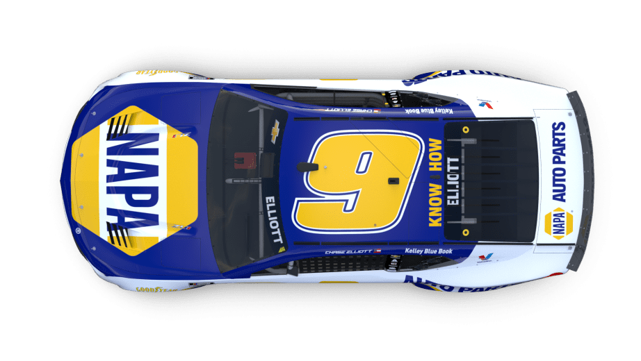 A view of Chase Elliott's No. 9 NAPA Auto Parts paint scheme for the 2026 NASCAR Cup Series season.
