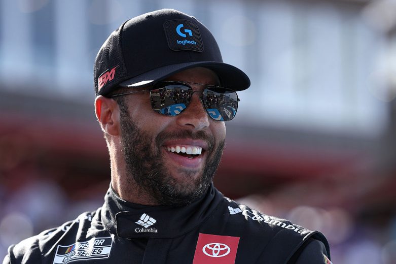 Bubba Wallace smiles.