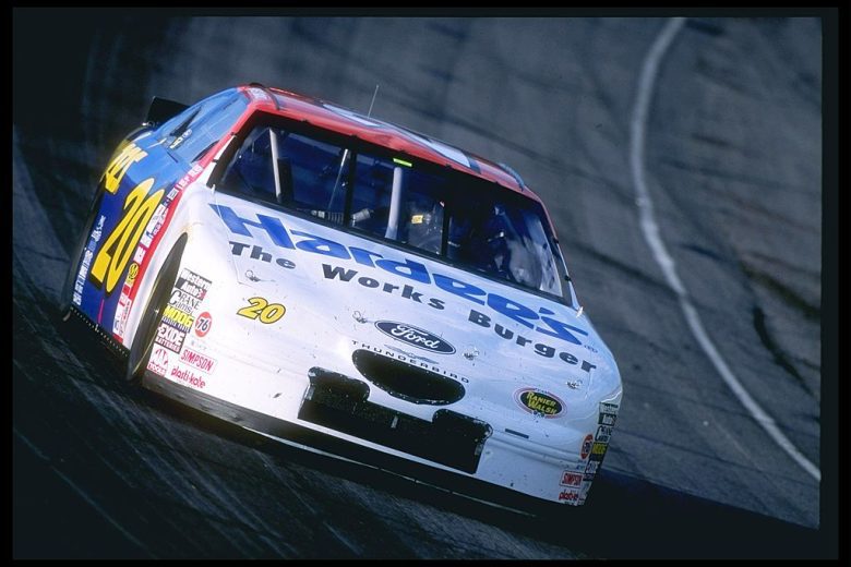 Greg Sacks drives the No. 20 Ford during a NASCAR Cup Series race.