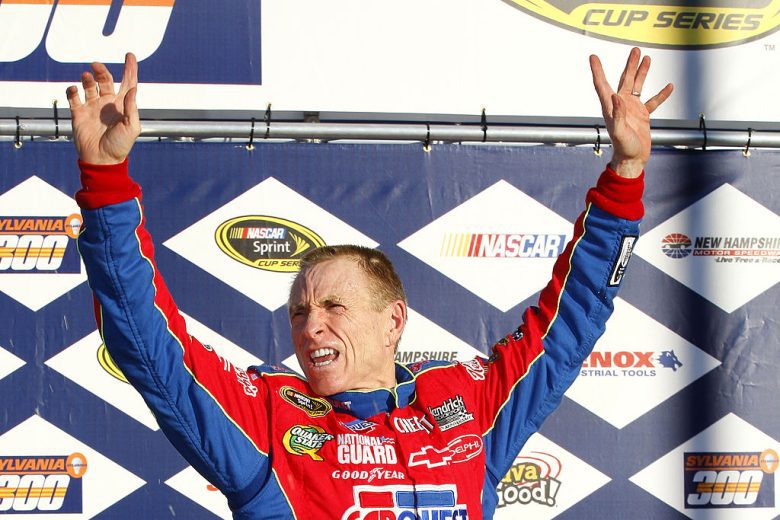 Mark Martin celebrates.