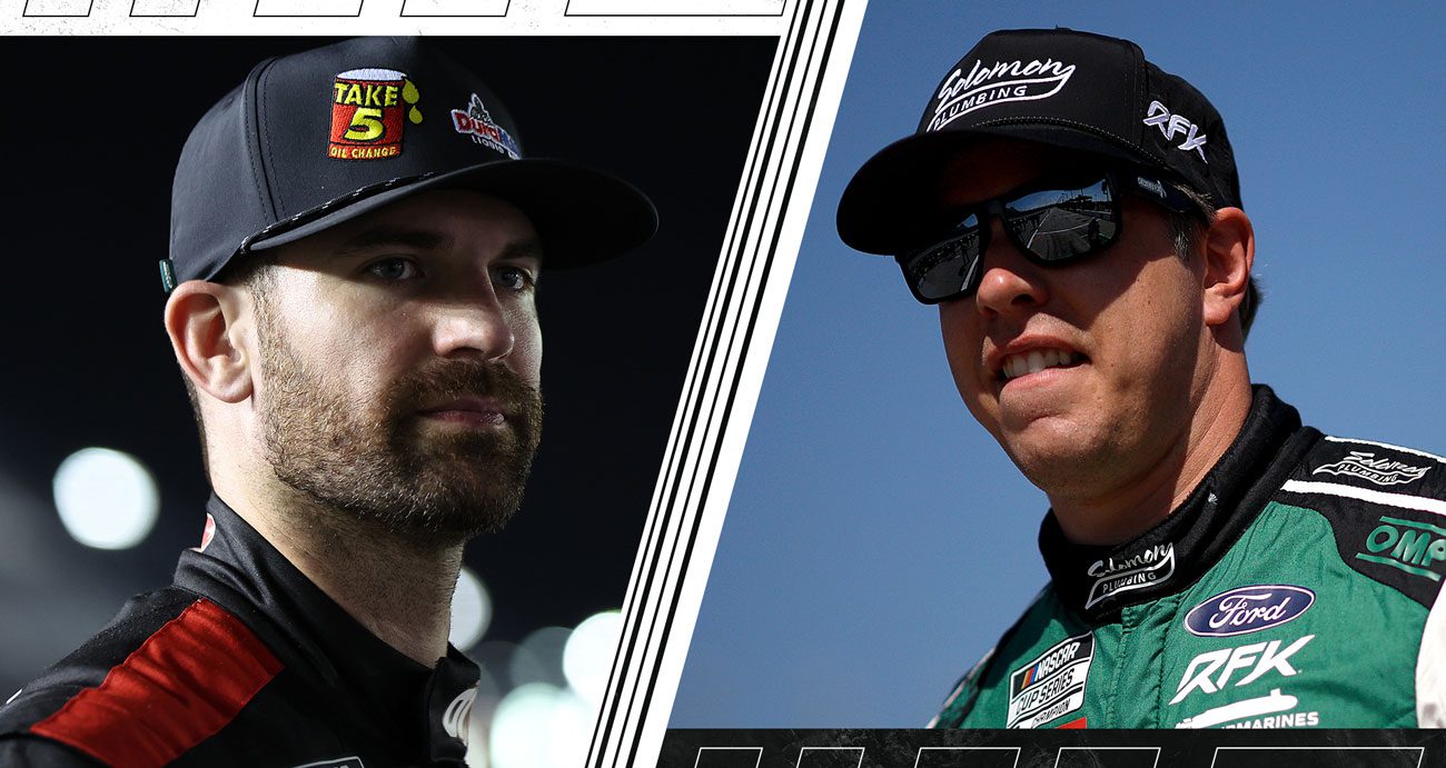 Split image of Corey LaJoie and Brad Keselowski.