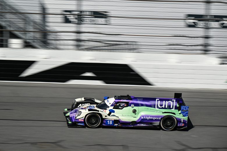 The No. 18 Era Motorsport LMP2 drives at Daytona.