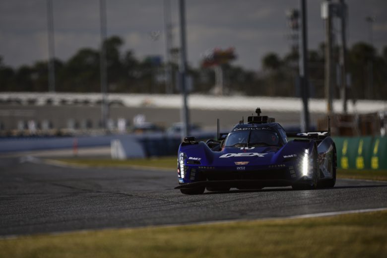 The No. 10 Wayne Taylor Racing Cadillac drives at Daytona.