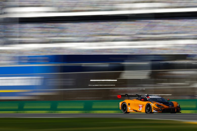 The No. 59 RLL Team McLaren drives at Daytona.