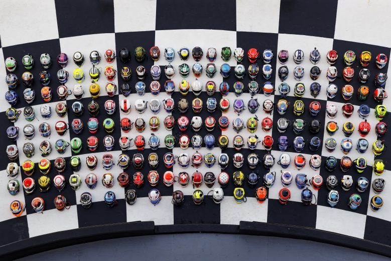 A general view of helmets at Daytona.