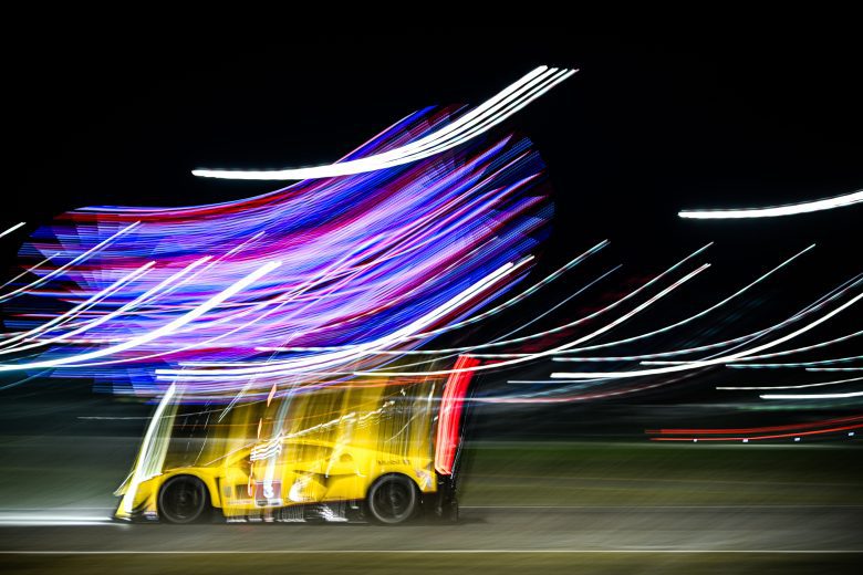 The No. 3 Corvette Racing by Pratt Miller Motorsports Corvette drives at Daytona.