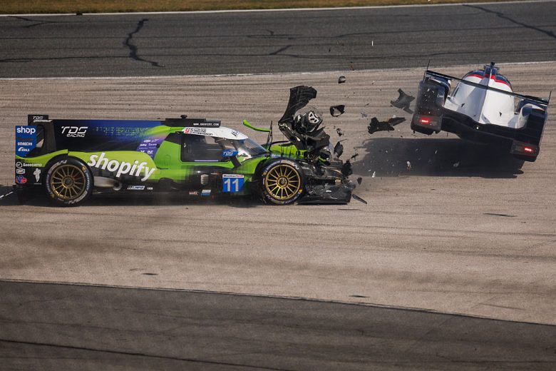 Two LMP2 cars crash at Daytona.
