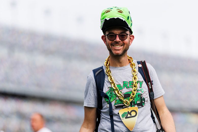 A fan looks on at Daytona.