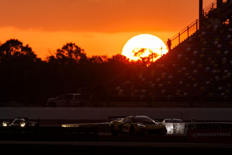 The No. 3 Corvette drives at Daytona.