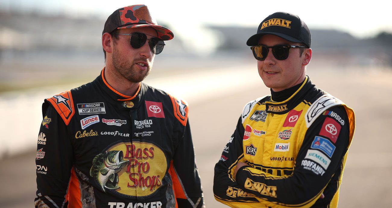 Chase Briscoe and Christopher Bell on pit road.