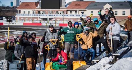 Stenhouse, Gilliland aid snow removal at Bowman Gray as Cook Out Clash gets set for Wednesday