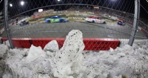 snow at bowman gray stadium for the cook out clash