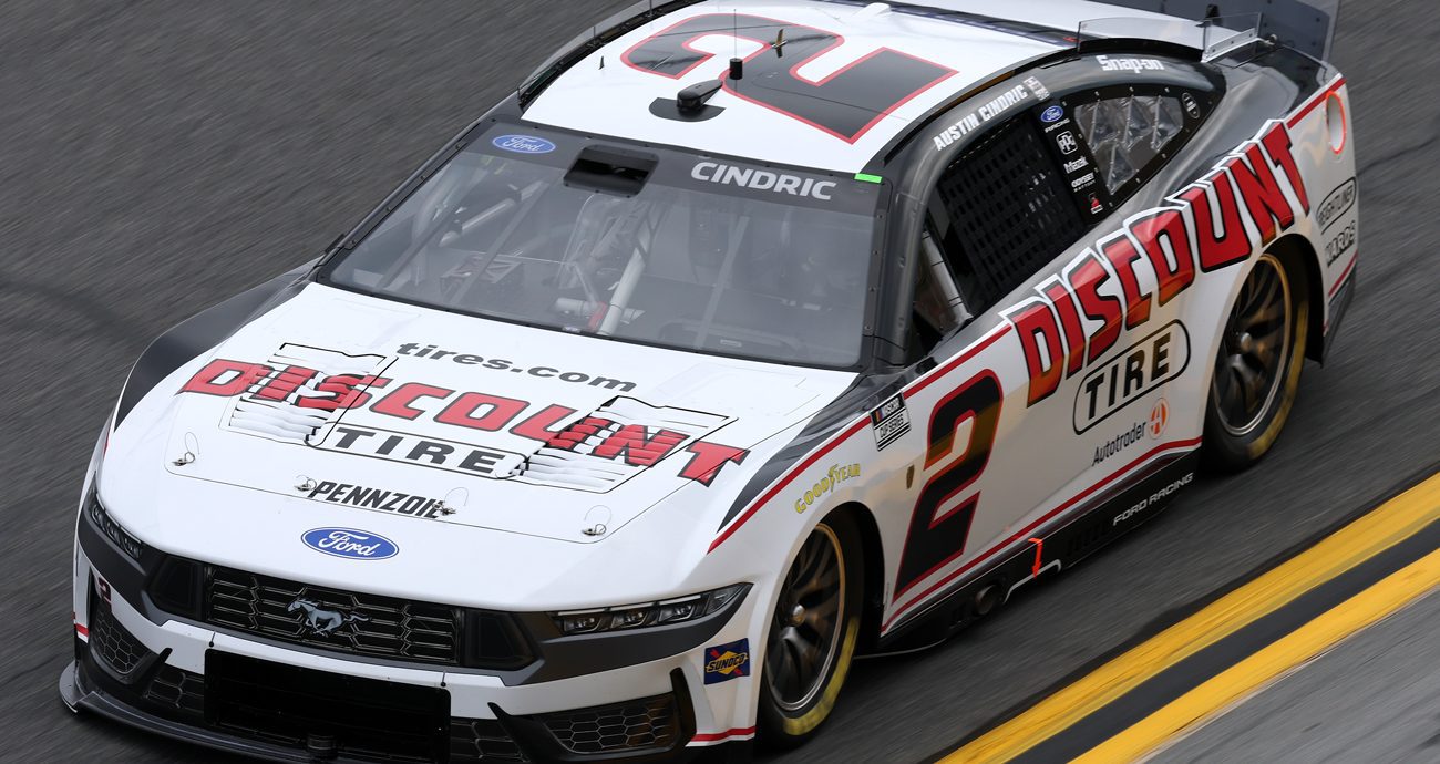 Austin Cindric races during opening practice for the 2026 Daytona 500 on Feb. 11, 2026.
