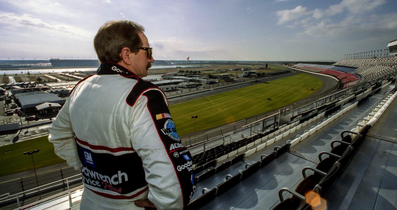 Dale Earnhardt checks out the seating in the Earnhardt Grandstand on Feb. 4, 2001 at Daytona International Speedway.