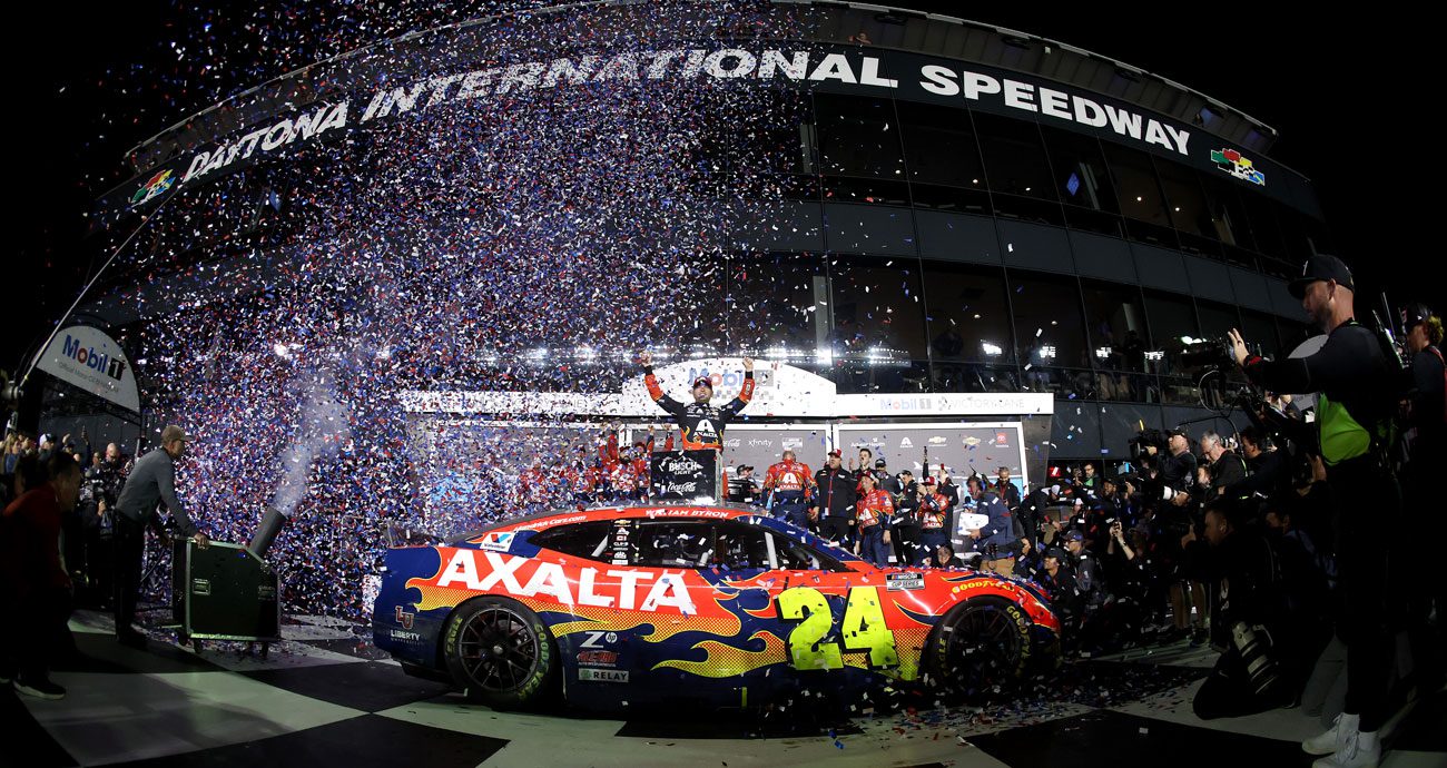 William Byron celebrates his 2025 Daytona 500 win.