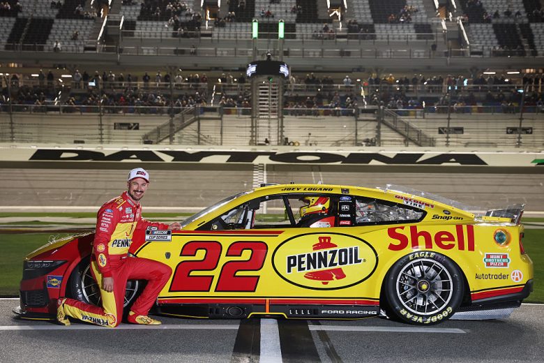 Joey Logano smiles at Daytona.