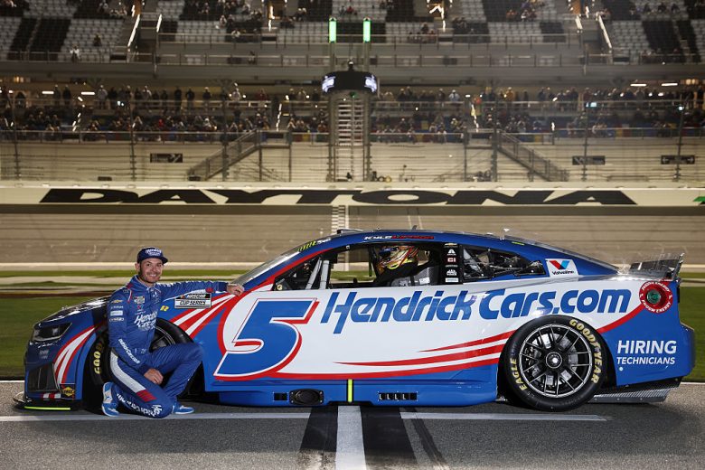 Kyle Larson smiles at Daytona.