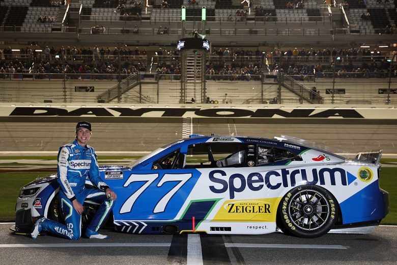 Carson Hocevar smiles at Daytona.