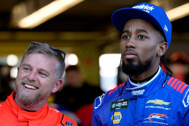 Justin Allgaier and Rajah Caruth look on.