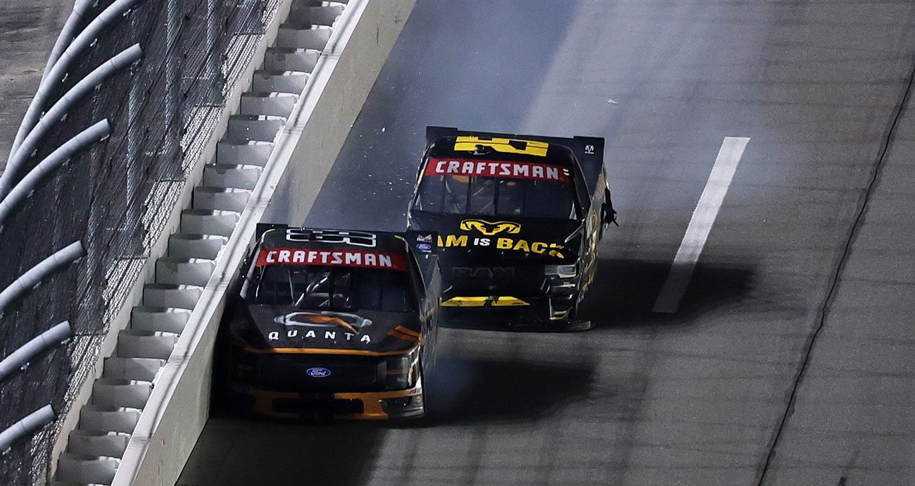 Jake Garcia and Tony Stewart crash in the Truck Series race at Daytona.