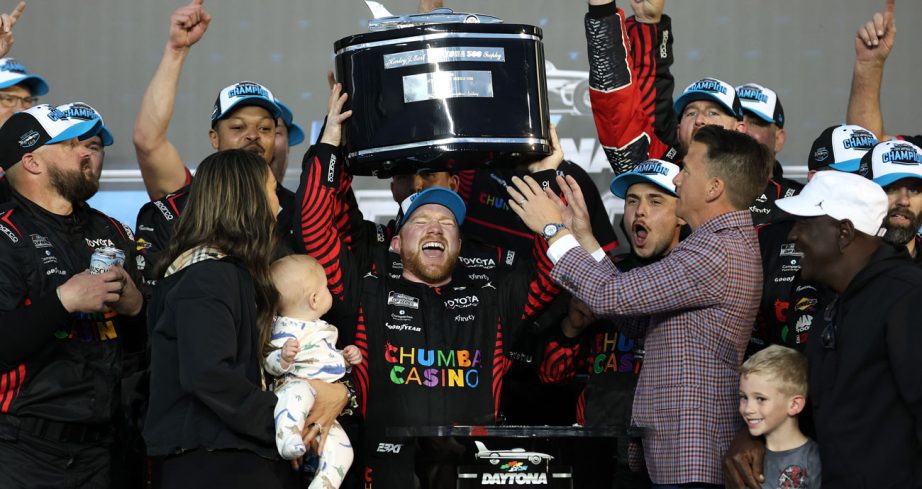 Tyler Reddick celebrates.