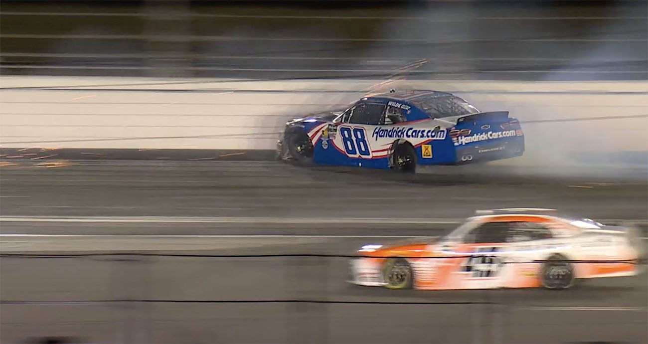 Rajah Caruth spins out and wrecks late in final stage