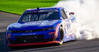 Promo Image for How many wins does Larson have for JR Motorsports?