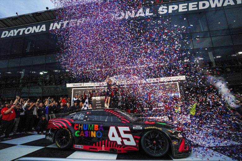 A view of the No. 45 Toyota in Victory Lane at Daytona.