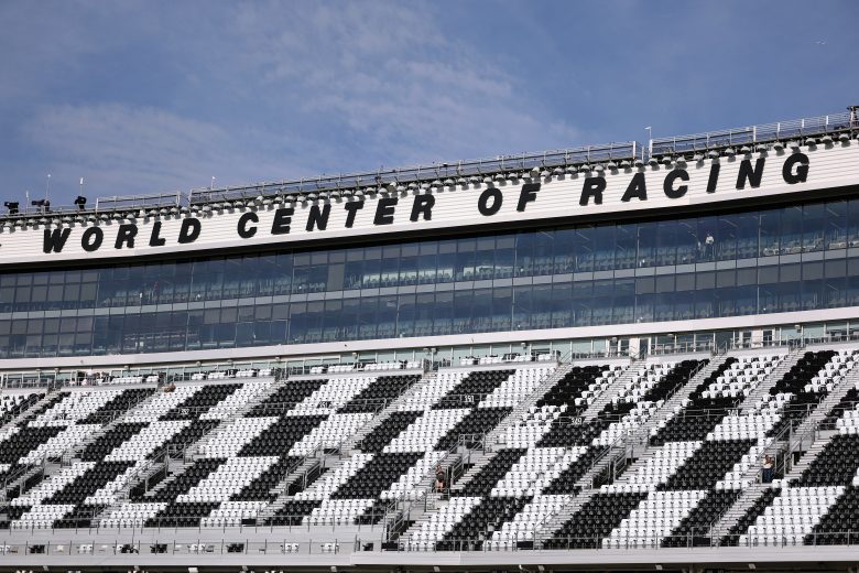 A view of the Daytona International Speedway grandstands.