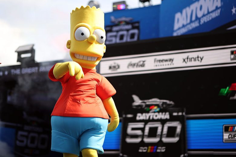 Bart Simpson walks onstage at Daytona International Speedway.