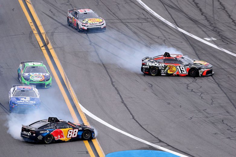 Connor Zilisch and Chase Briscoe spin.