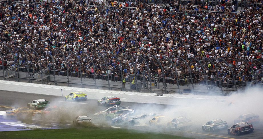 NASCAR Cup Series drivers wreck in a big pile-up at Daytona.