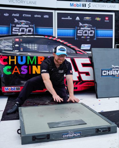 Tyler Reddick in Victory Lane at Daytona.