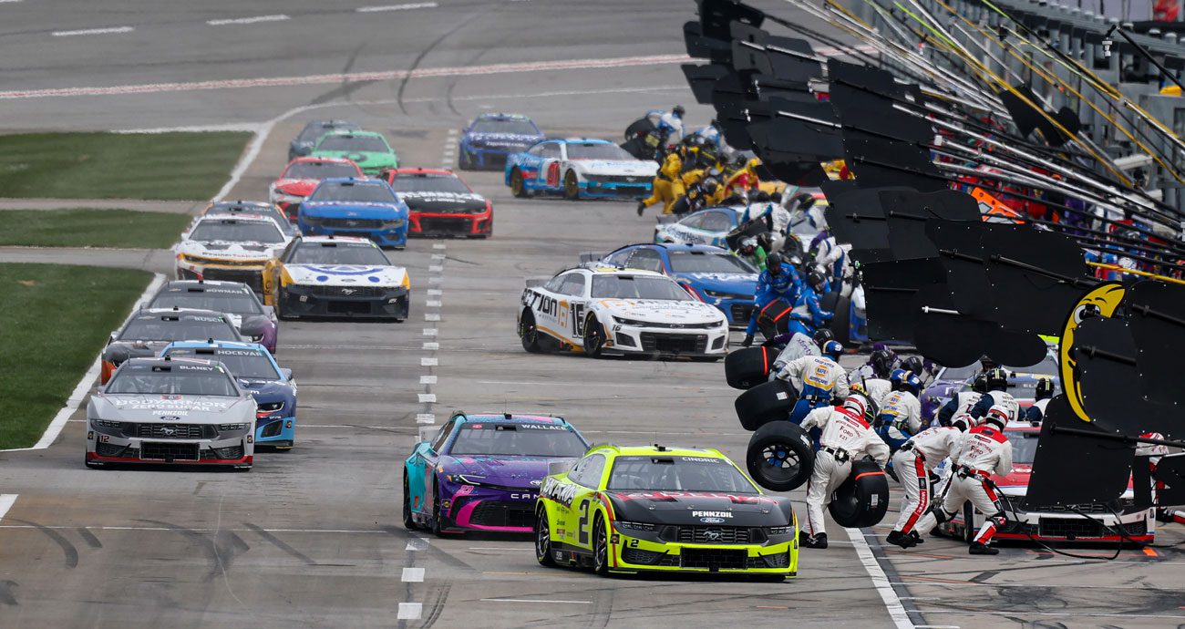 NASCAR Cup Series pit road at EchoPark Speedway.