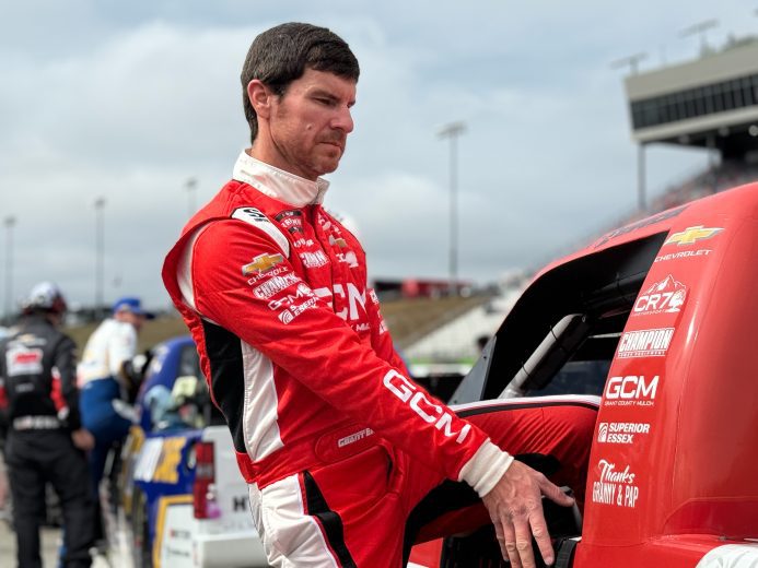 Grant Enfinger enters his truck.