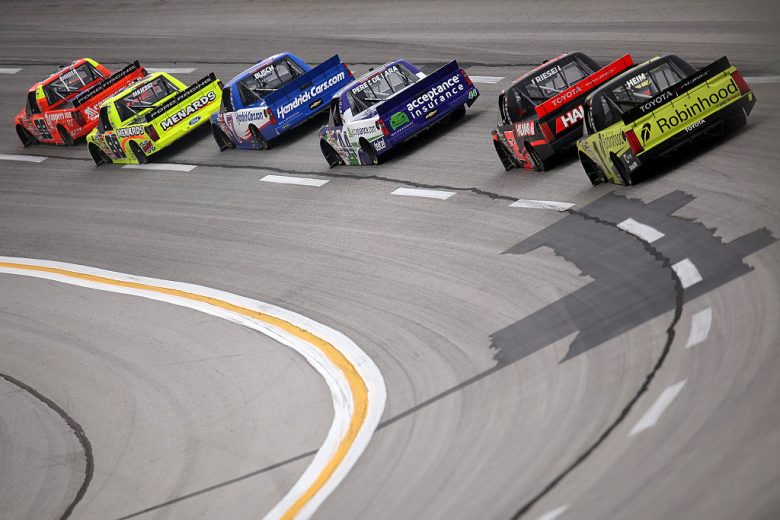 A general view of racing at EchoPark Speedway.