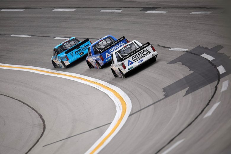 A general view of racing at EchoPark Speedway.