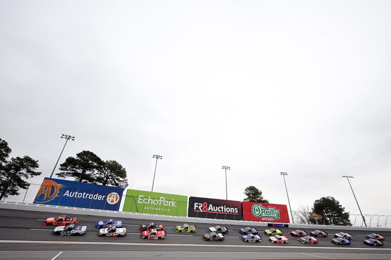A general view of racing at EchoPark Speedway.