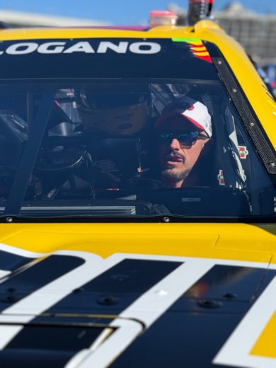 A view of Joey Logano inside his No. 22 Team Penske Ford.